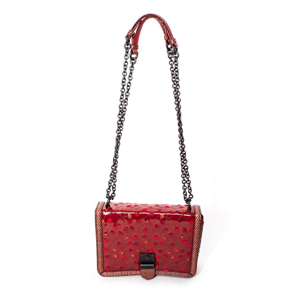  Bottega Veneta Red Patent Mini Limited Edition Meadow Crossbody Bag
