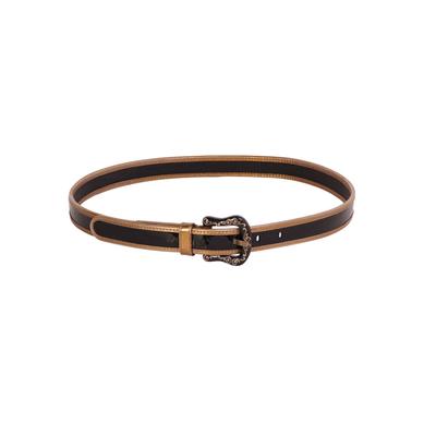 Fendi Size 34 Patent Leather Black & Gold Belt