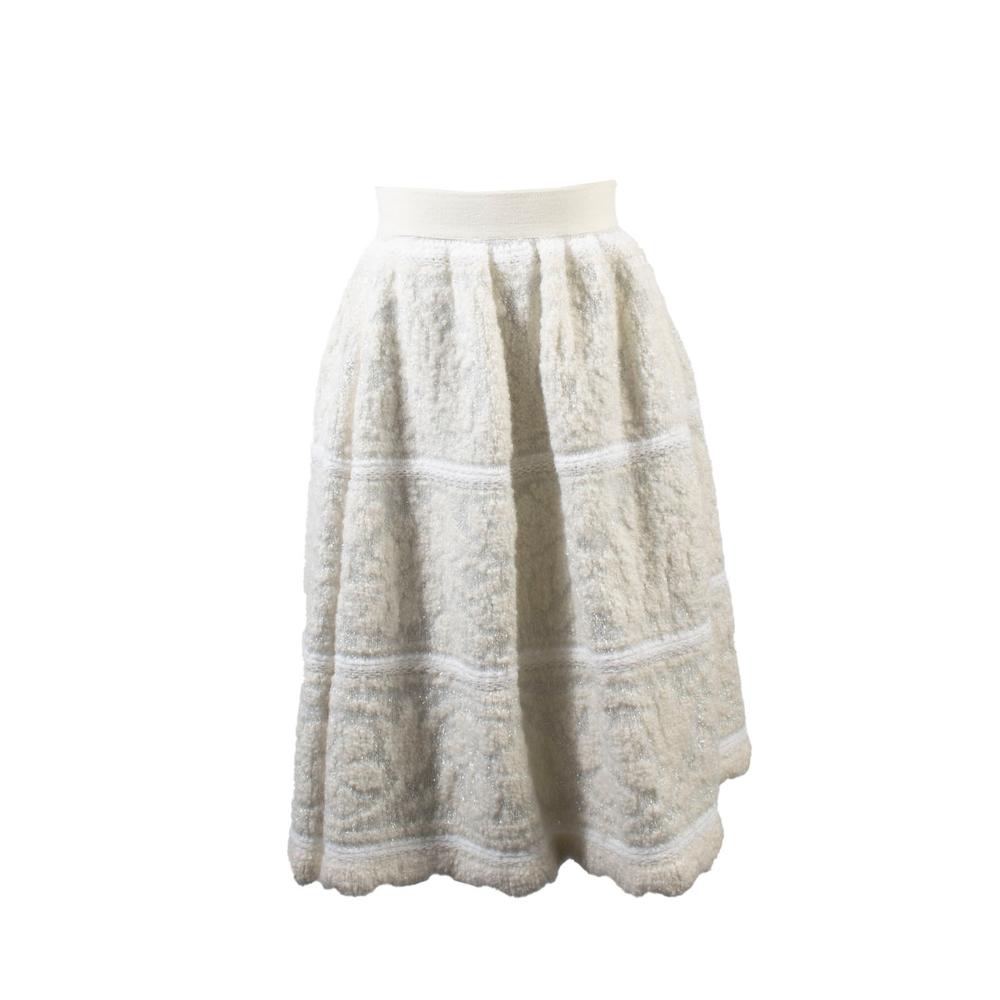  Chanel Size 34 Off White Tweed Skirt