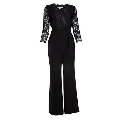 Diane Von Furstenberg Size 8 Black Lace Jumpsuit