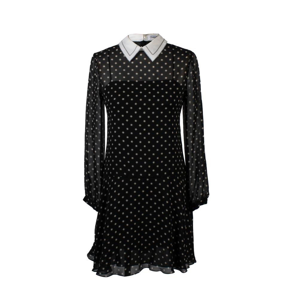  Christian Dior Size 4 Black Chiffon Ls Dress