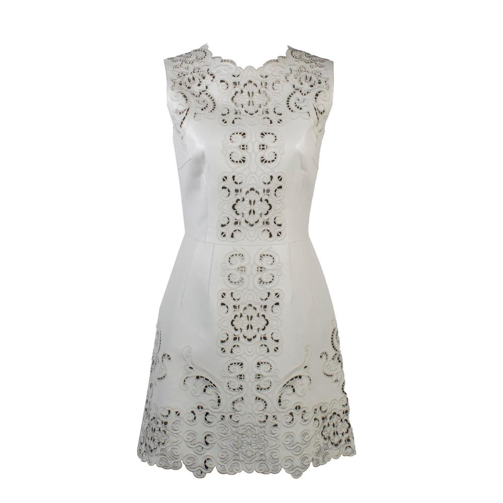  Dolce + Gabbana Size 40 White Leather Cutout Ns Dress