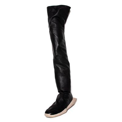 Rick Owens x Adidas Size 40 Black Leather Thigh High Boots