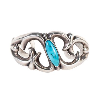 Silver Sandcast Turquoise Cuff