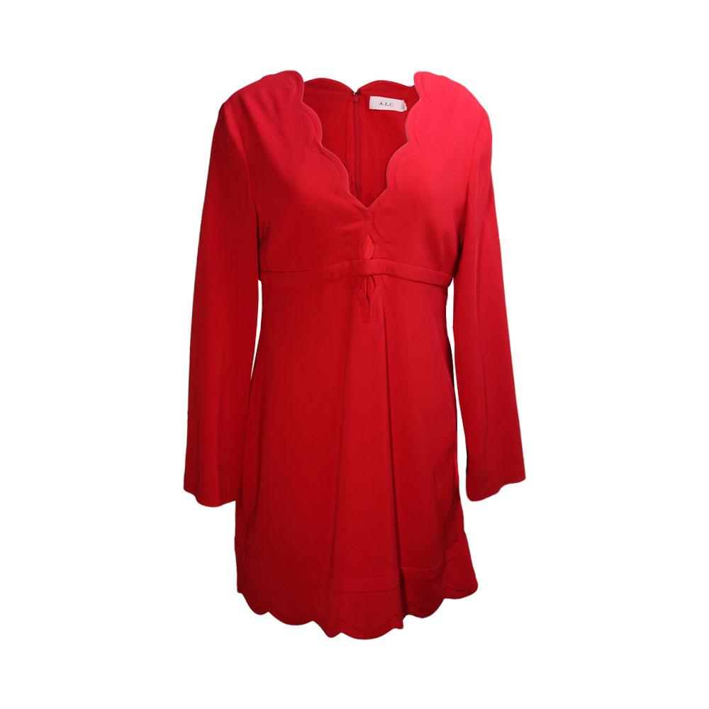  A.L.C.Size 10 Red Scallop Hem Short Dress