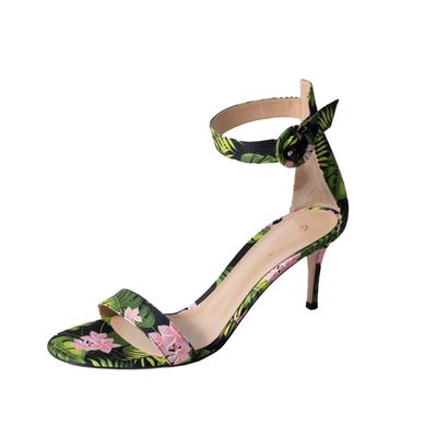 Gianvito Rossi Size 39 Floral Ankle Strap Heels