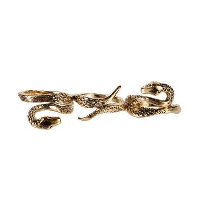 A. Biedermann Size 7 Gold Tone 3 Serpent Ring 