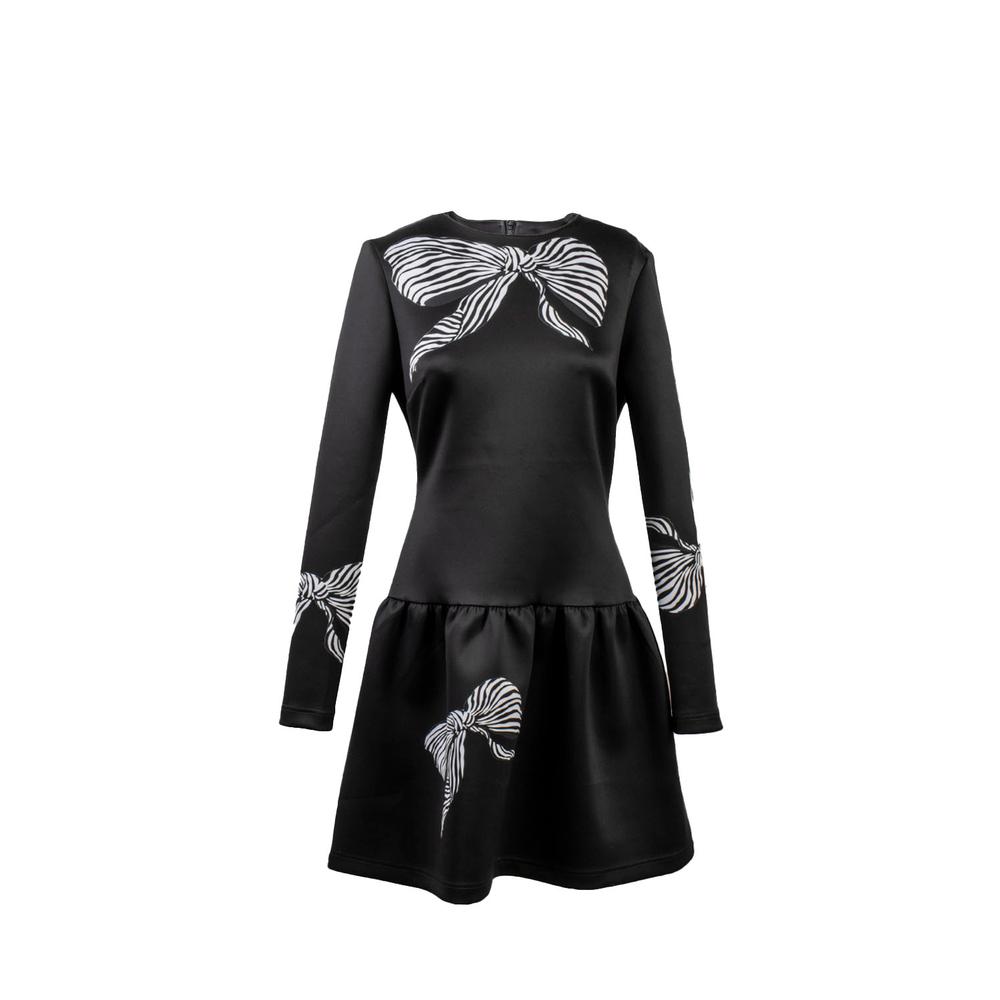  Cynthia Rowley Size Medium Black Bow Print Dress