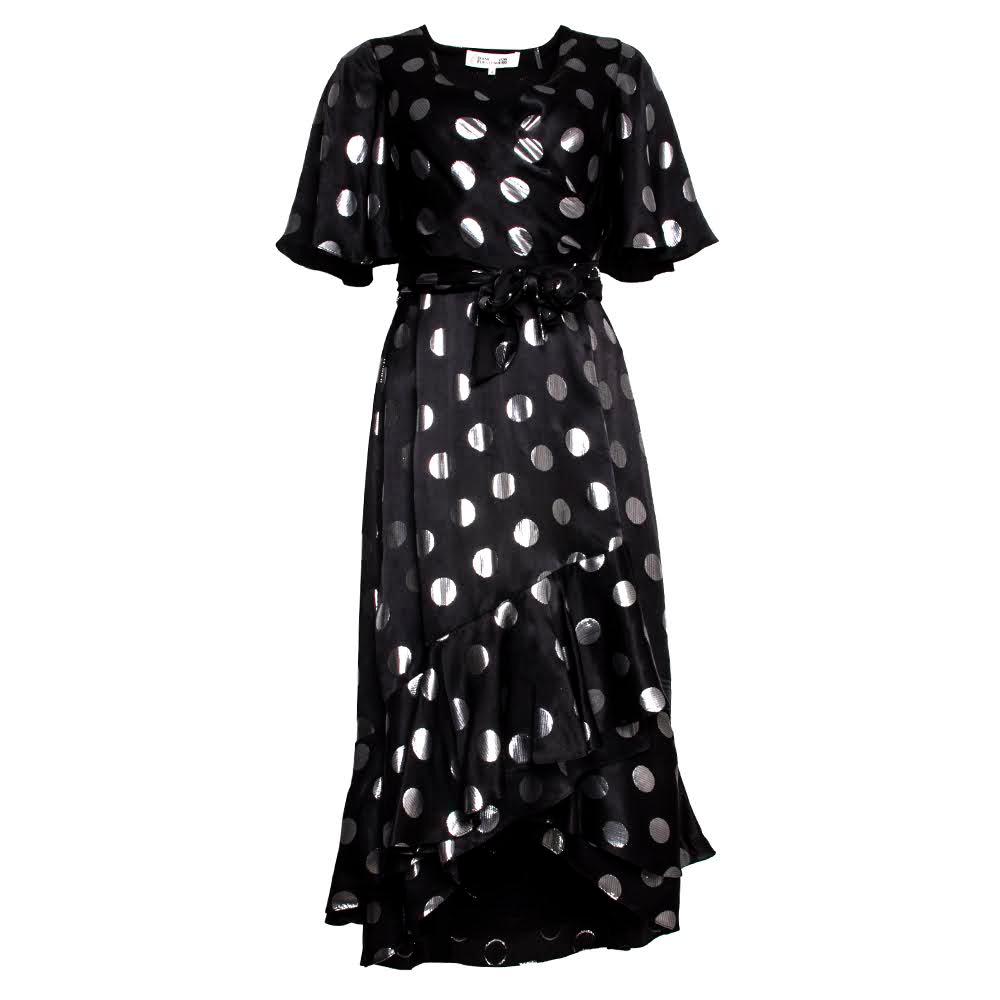  Diane Von Furstenberg Size 4 Black Polka Dot Dress
