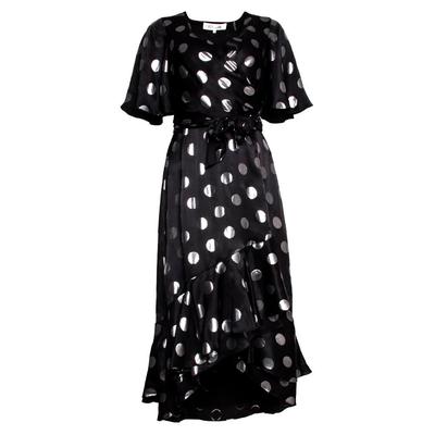 Diane Von Furstenberg Size 4 Black Polka Dot Dress