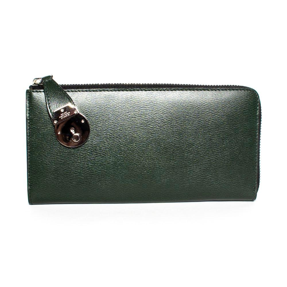  Smythson Green Leather Wallet