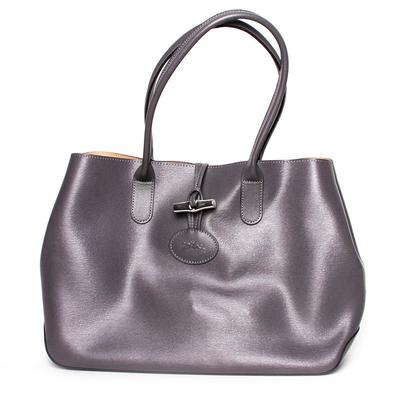 Longchamp Grey Leather Tote Bag