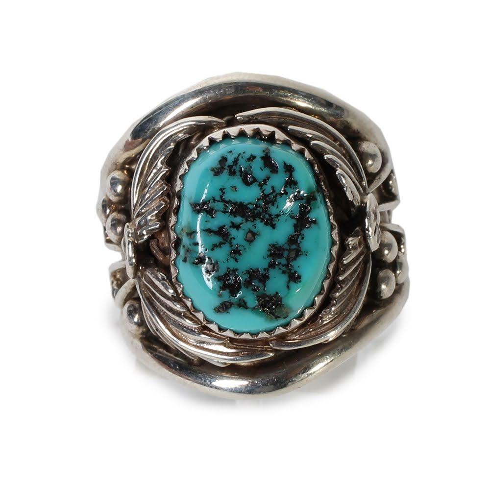  Leaf Dot Size 10 Turquoise Taper Ring