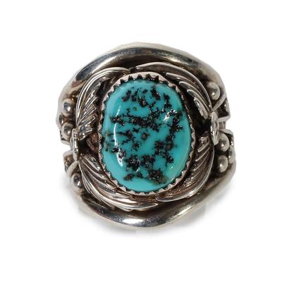 Leaf Dot Size 10 Turquoise Taper Ring
