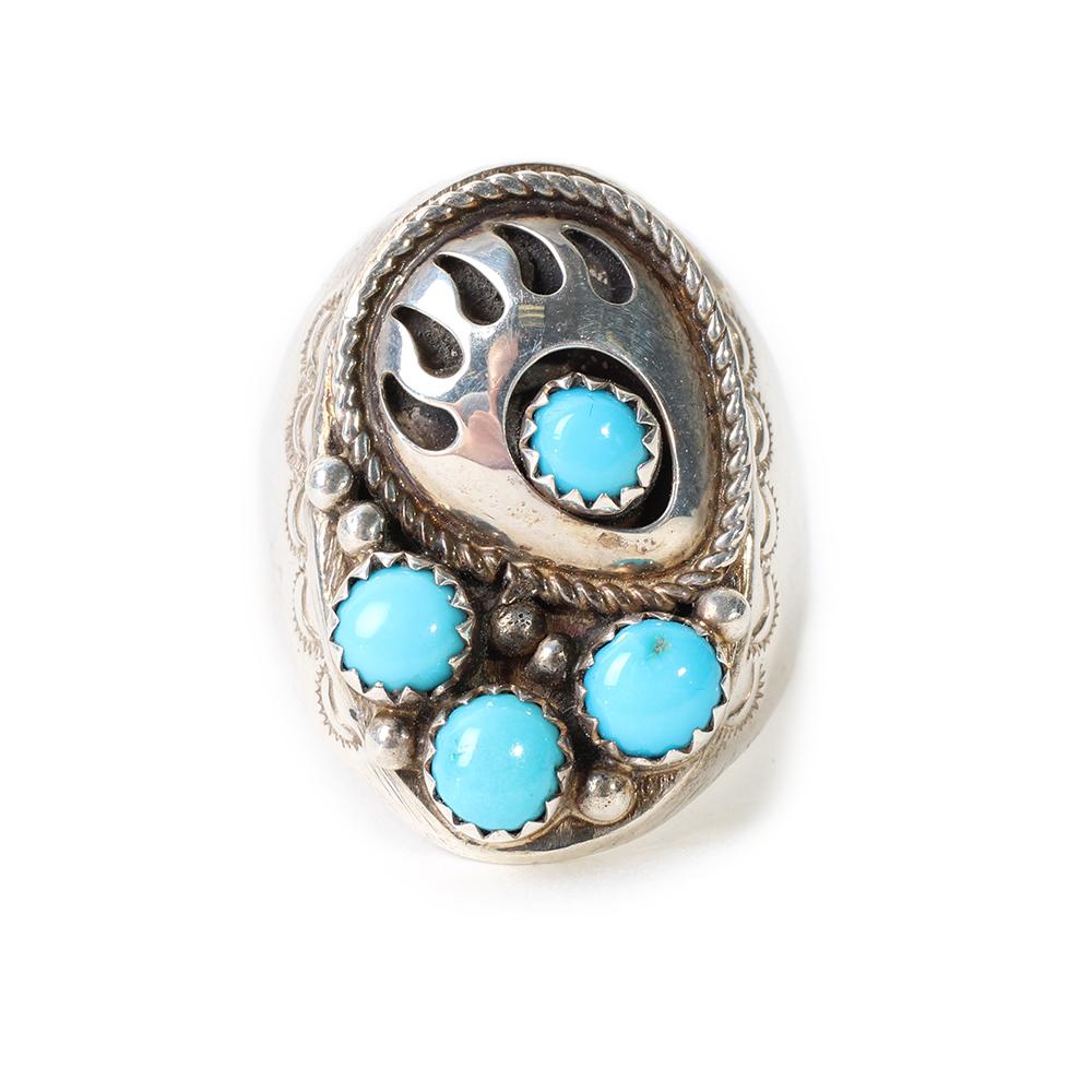  Rb Size 11 Sterling Silver And Turquoise Bear Claw Ring