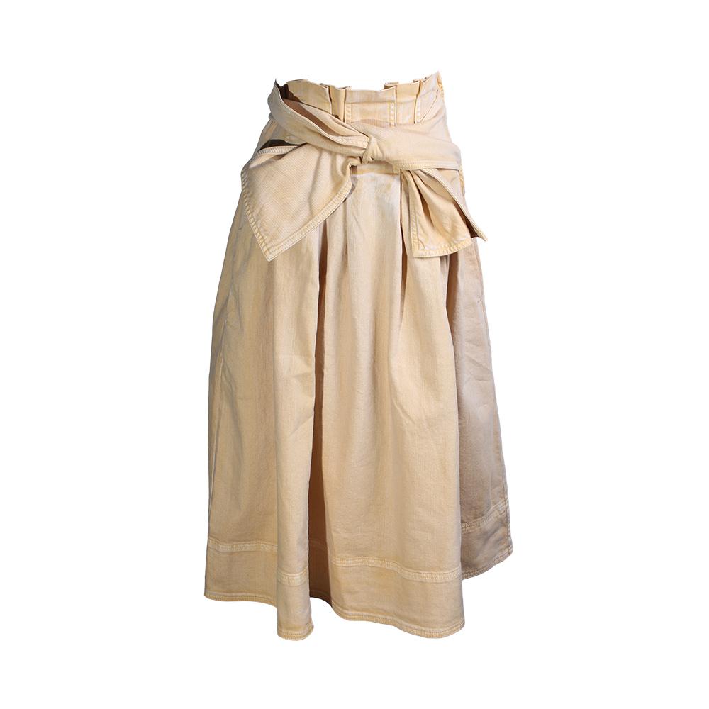  Ulla Johnson Size Small Yellow Denim Skirt With Paper Bag Waist