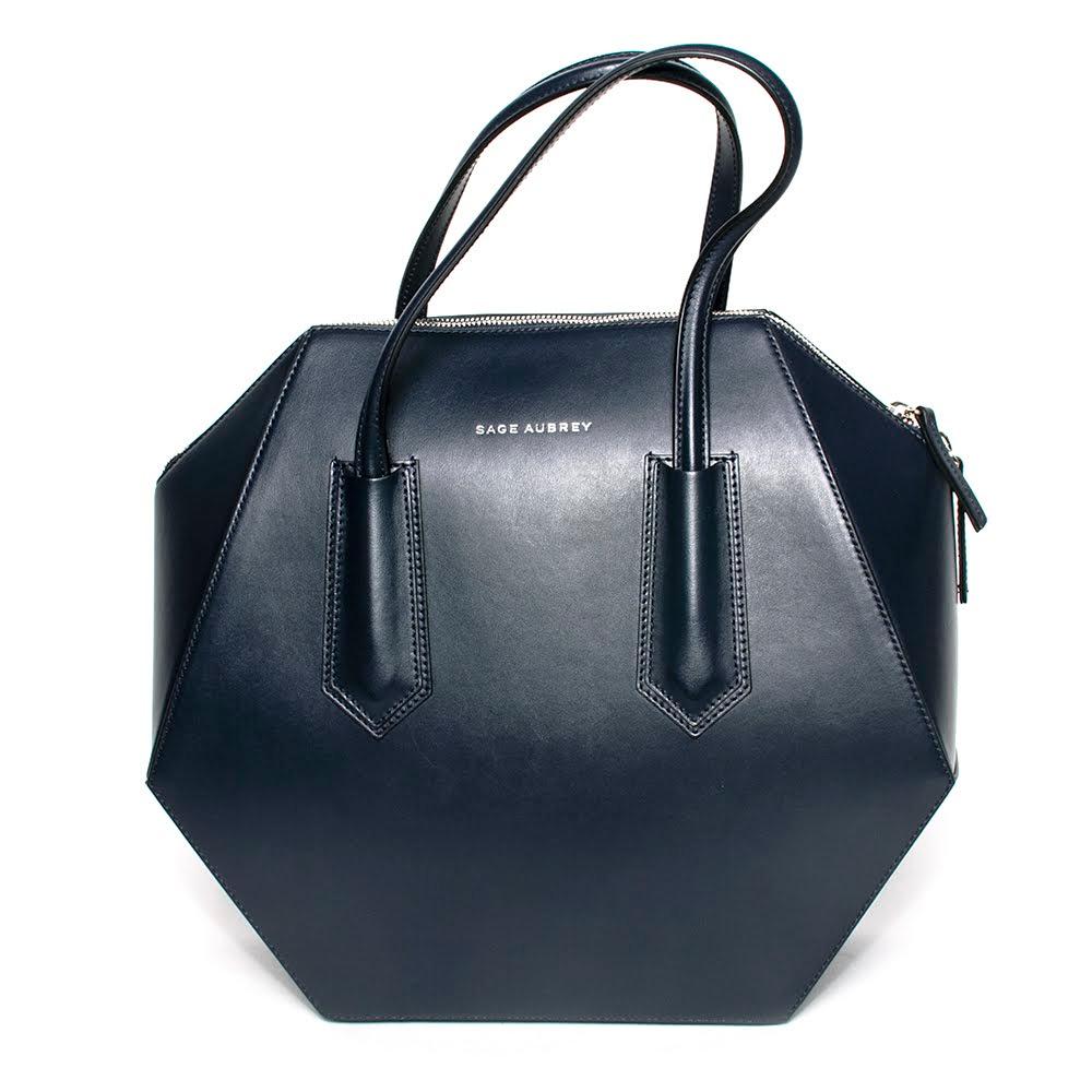  Sage Aubrey Navy Leather Handbag