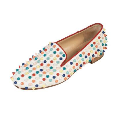 Christian Louboutin Size 38 Multicolor Pastel Slip On Loafers 