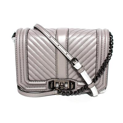 New Rebecca Minkoff Grey Chevron Quilted Leather Crossbody Bag