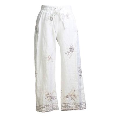 Johnny Was Size XS Oleander Cropped Heavy Linen Pants 