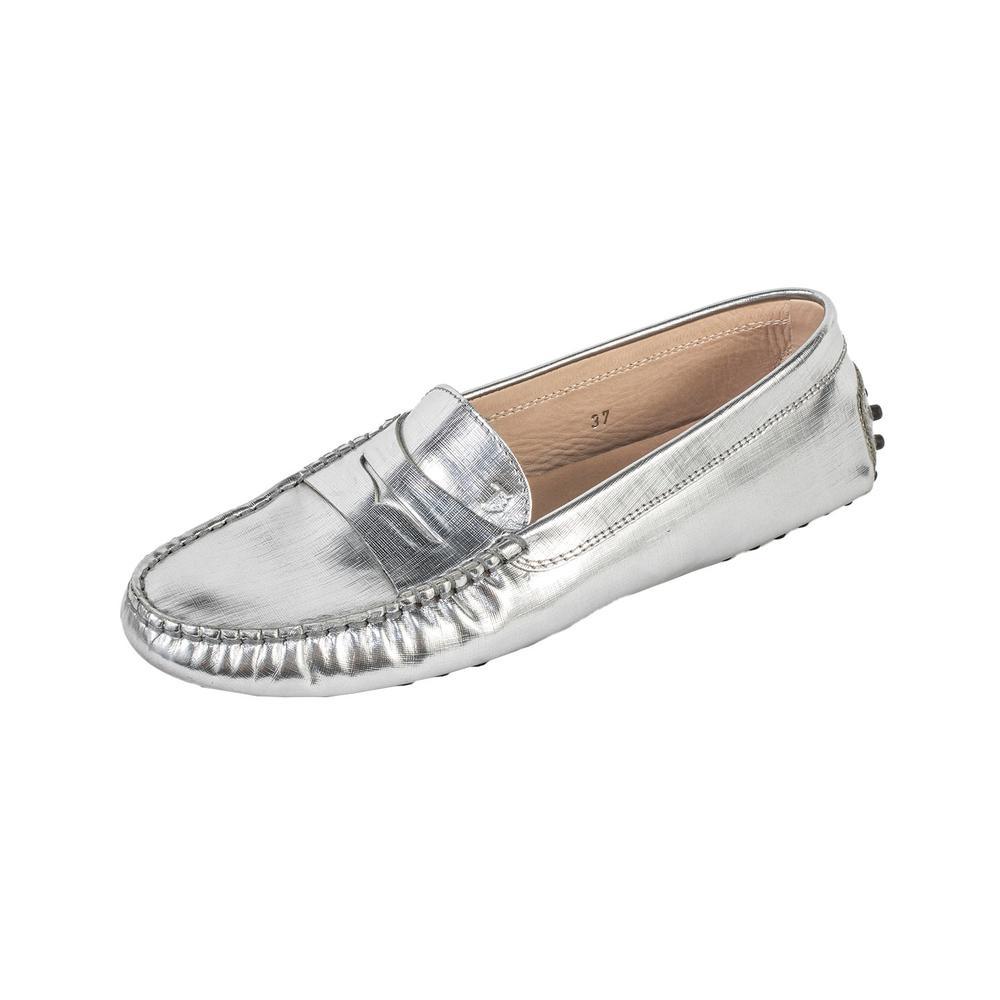  Tod's Size 37 Silver Slip- On Shoes