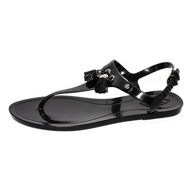 Tod's Size 38 Black Rubber Sandals