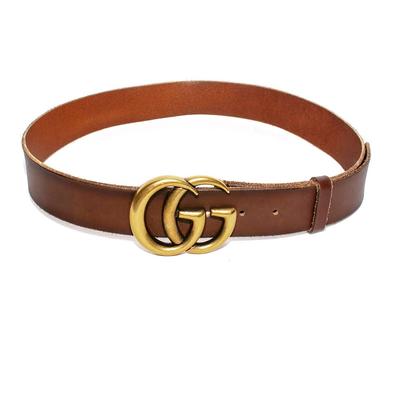 New Gucci Size 34 Brown Leather Double G Belt