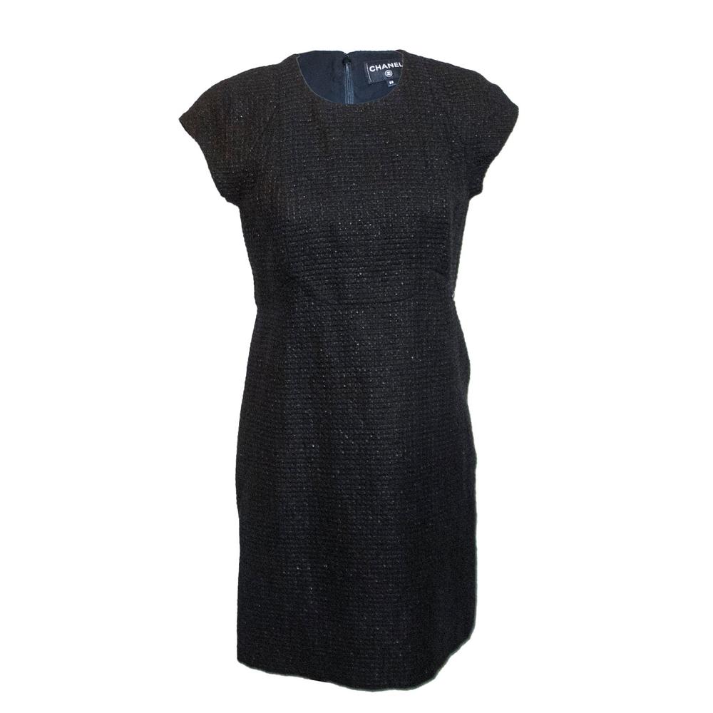  Chanel Size 38 Black Patterned Dress