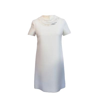 Valentino Size XS Cream Ribbed Collar Short Dress 