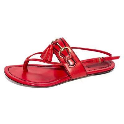 Gucci Size 37 Red Leather Horsebit Sandals