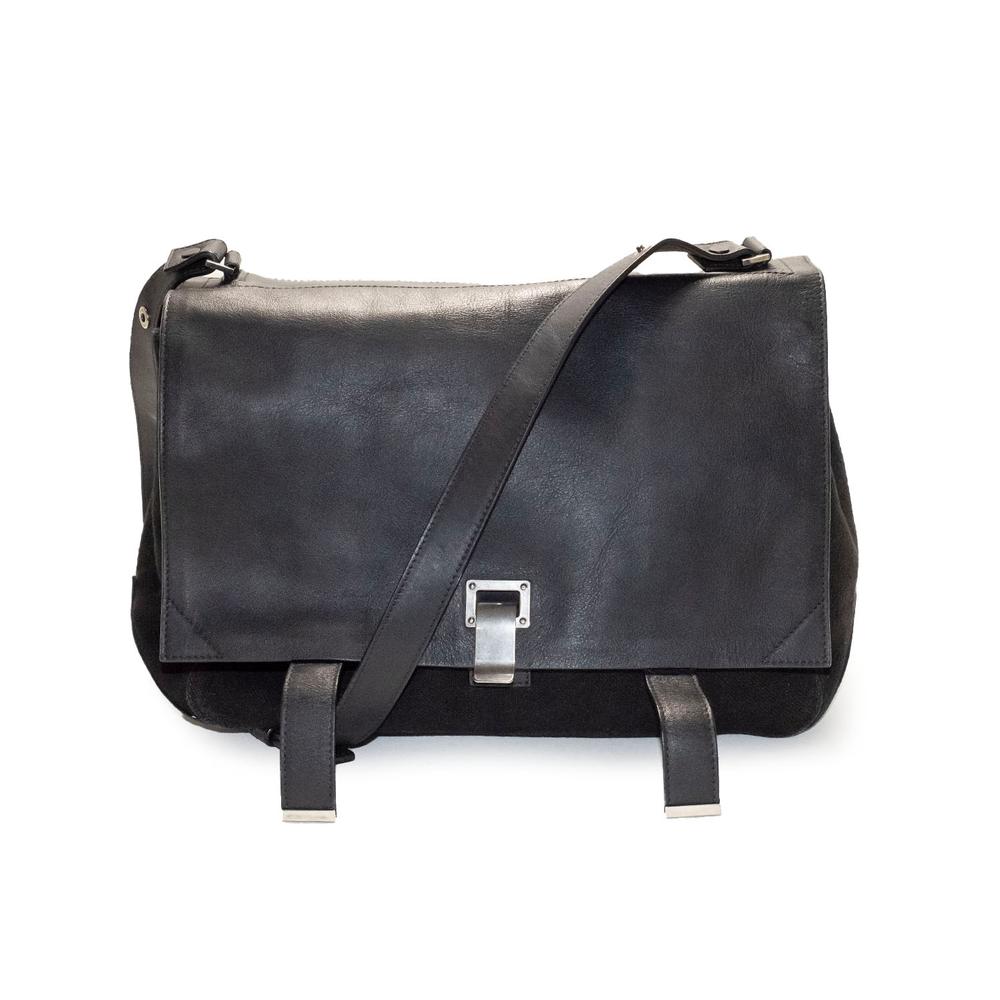  Proenza Schouler Black Leather Flap Handbag