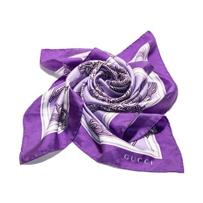 Gucci Purple Paisley Silk Scarf 
