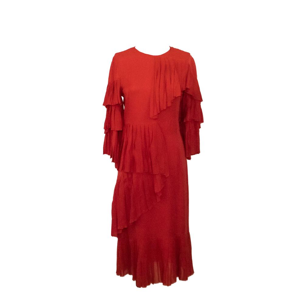  Gucci Size Medium Red Pleated Short Dress