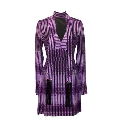 Gucci Size 40 Purple Patterned Short Dress 
