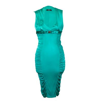 Versace Size 38 Green Silk Short Dress 