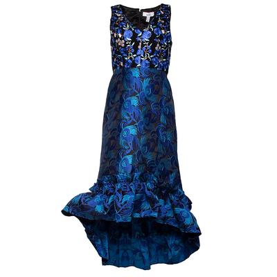 New Badgley Mischka Size 10 Blue Floral Maxi Dress