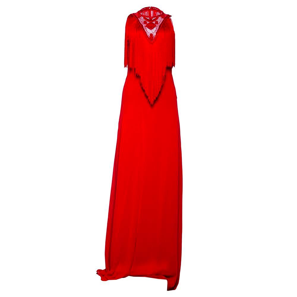  New Ralph Lauren Size Small Red Fringe Dress