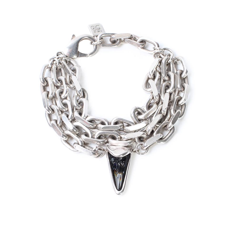  Uno De 50 Three Chain Bracelet With Shark Tooth Crystal Pendant