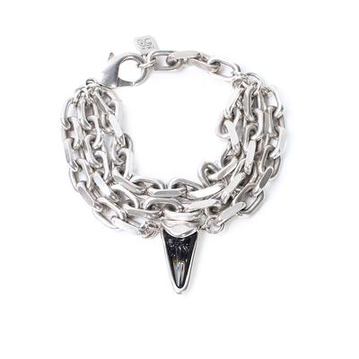 Uno De 50 Three Chain Bracelet With Shark Tooth Crystal Pendant