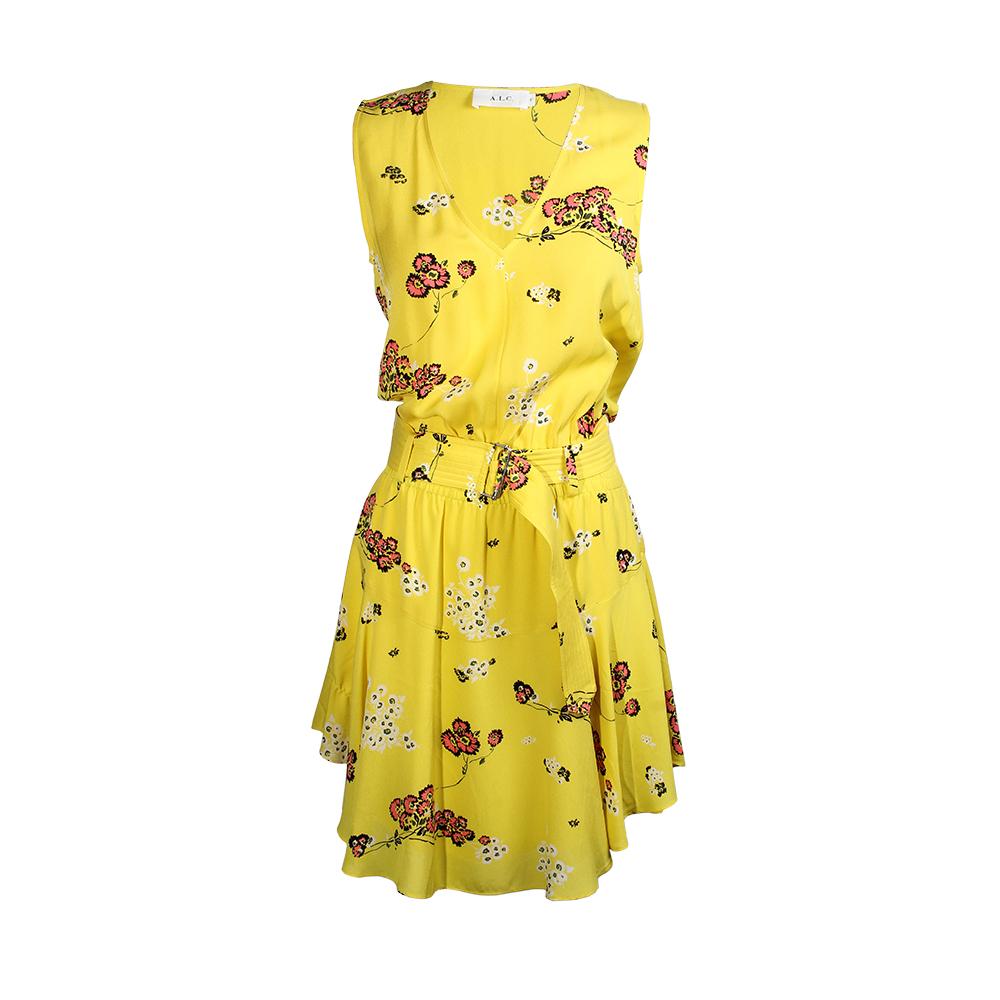  Alc Size Xs Floral Print Dress With Belt