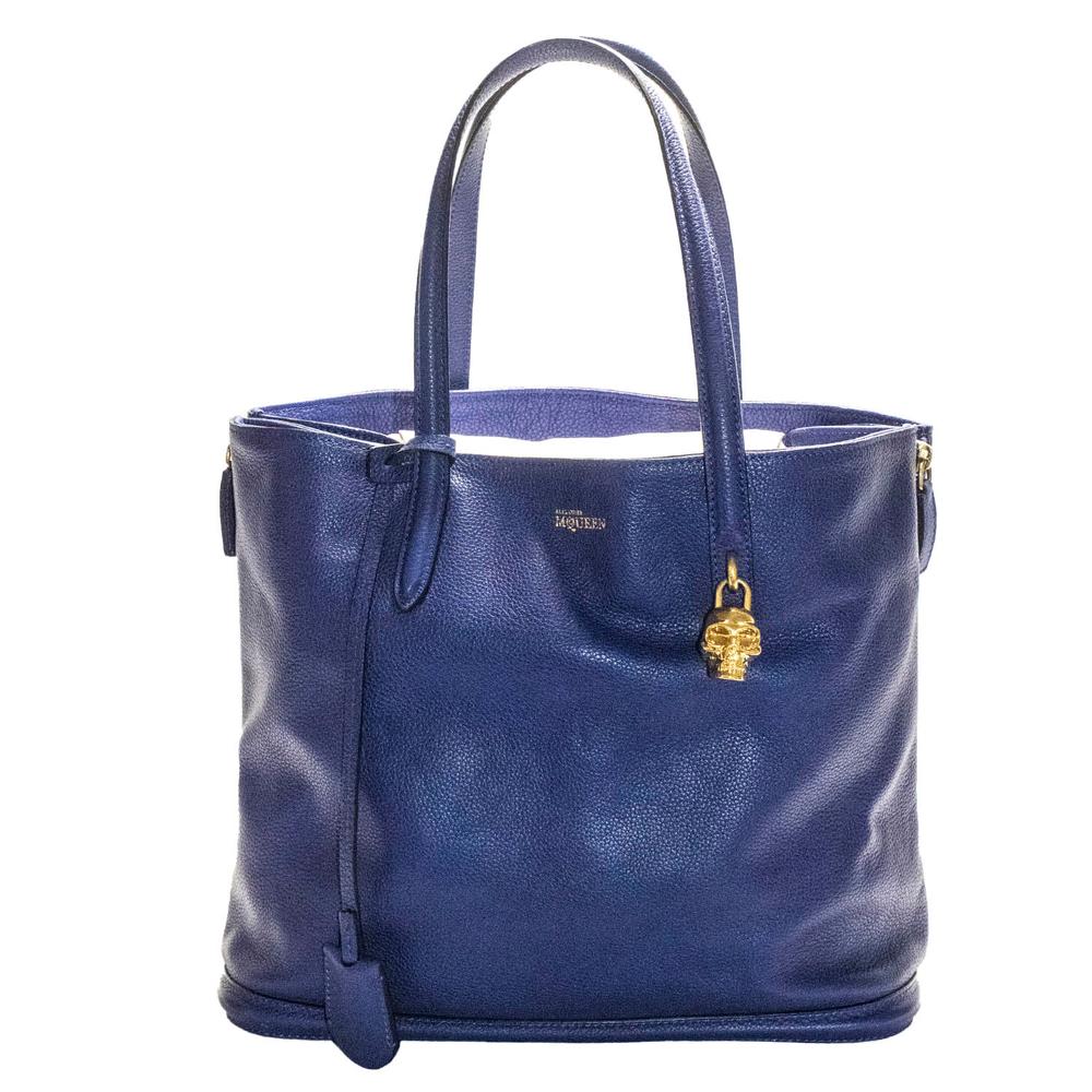  Alexander Mcqueen Blue Leather Tote