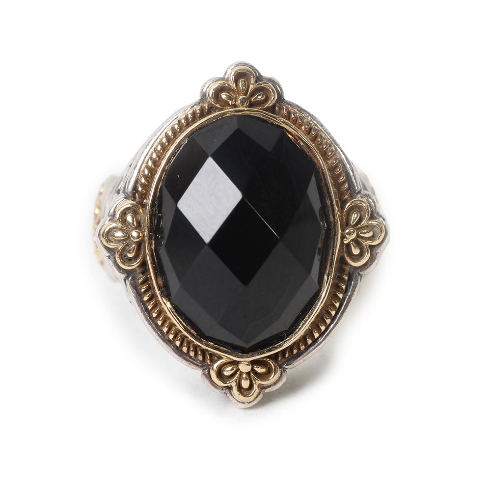  Konstantino Size 6 Sterling Silver And 18 Karat Yellow Gold Ring With Oval Onyx Stone