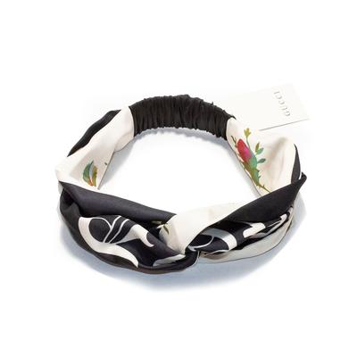  Gucci Off-White Silk Rose Print Headband 