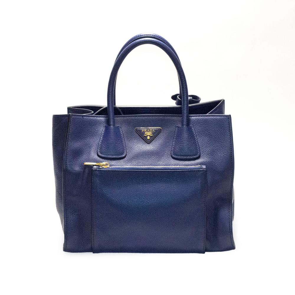  Prada Blue Leather Dual Strap Handbag
