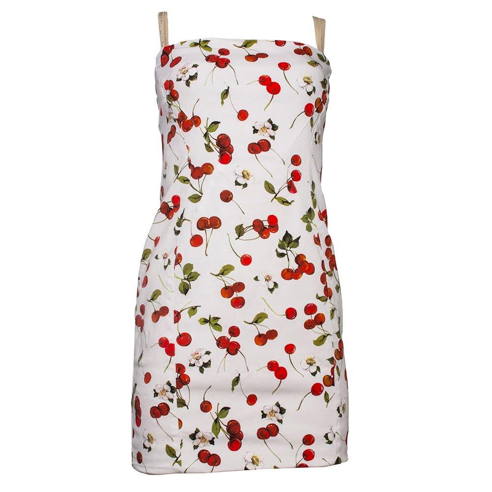  Dolce & Gabbana Size Small White Cherry Print Dress