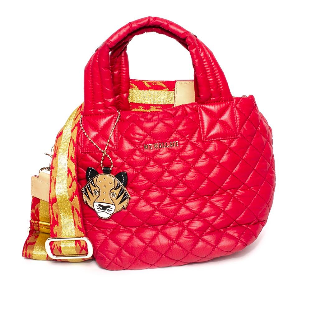  New Mz Wallace Red Quilted Nylon Crossbody Bag