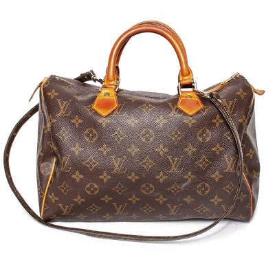 Louis Vuitton Vintage Brown Leather Mono Speedy 25 Handbag