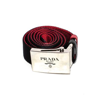  Prada Size 36 Black & Red Nylon Reversible Belt