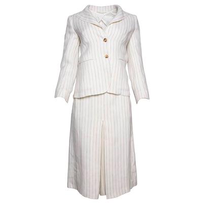 Max Mara Size 2 Off White Pinstripe Two Piece Suit