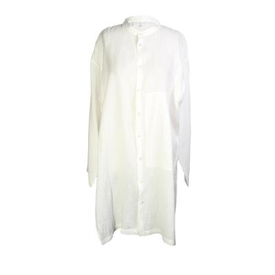 Eskandar Size 0 White Linen Button Up Blouse